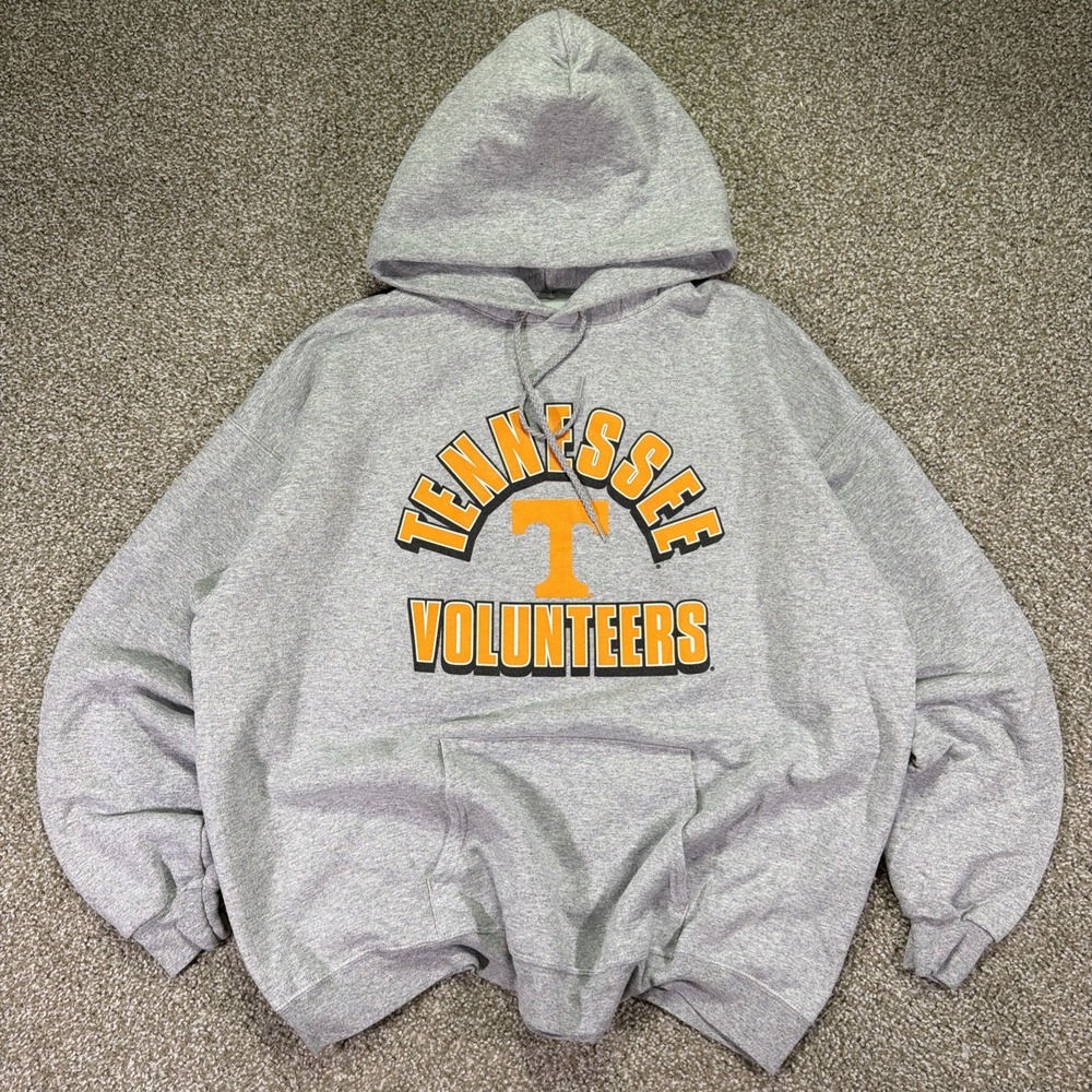 Vintage Tennessee Volunteers Hoodie XL Boxy Grey Spellout Retro Essentials